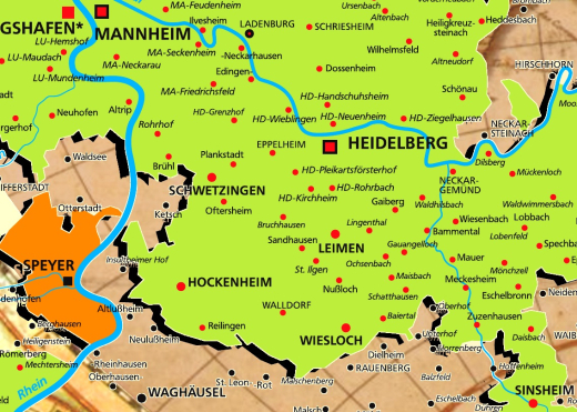 Die Karte des Kurfürstentum Pfalz erste Auflage